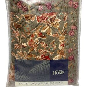 LL BEAN Quilted Pillow Sham Green Floral Rustic Farmhouse Standard Pillowcase Co
